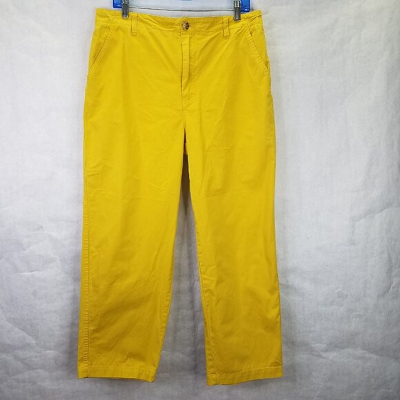 Sundance Junie Jo Chino Pants Womens Petite 14 Clover Yellow Straight Leg Cotton - Picture 1 of 15
